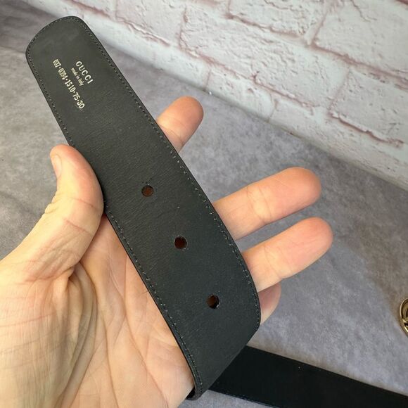 RARE Gucci Suede vintage Interlocking Black GG Belt 75/30 - Picture 9 of 10